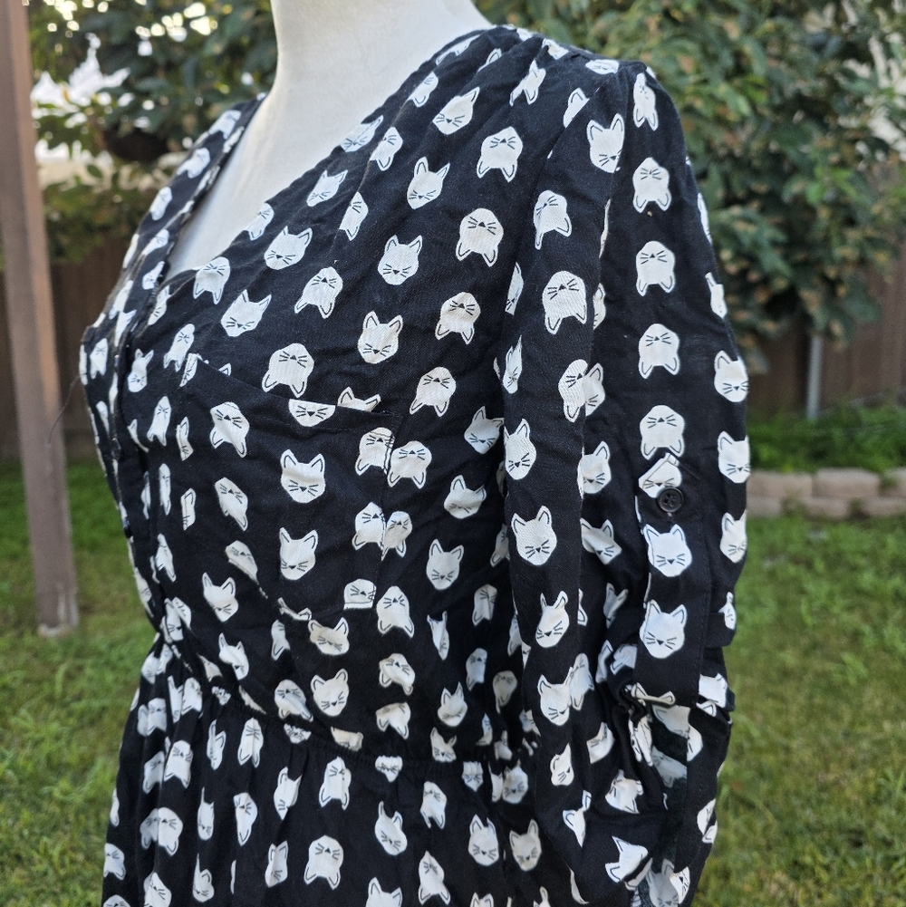 Mimi Chica Black and White Cat Pattern Dress Size Medium